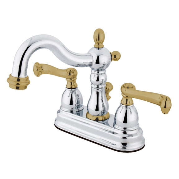Kingston Brass KB1604FL 4 in. Centerset Bathroom Faucet, Polished Chrome/Polished Brass