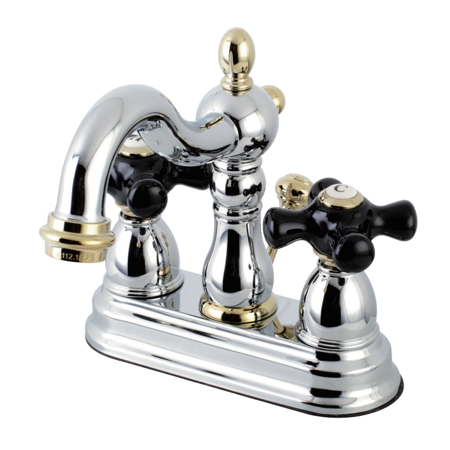 Heritage Onyx Elegance 4" Polished Chrome Centerset Bathroom Faucet