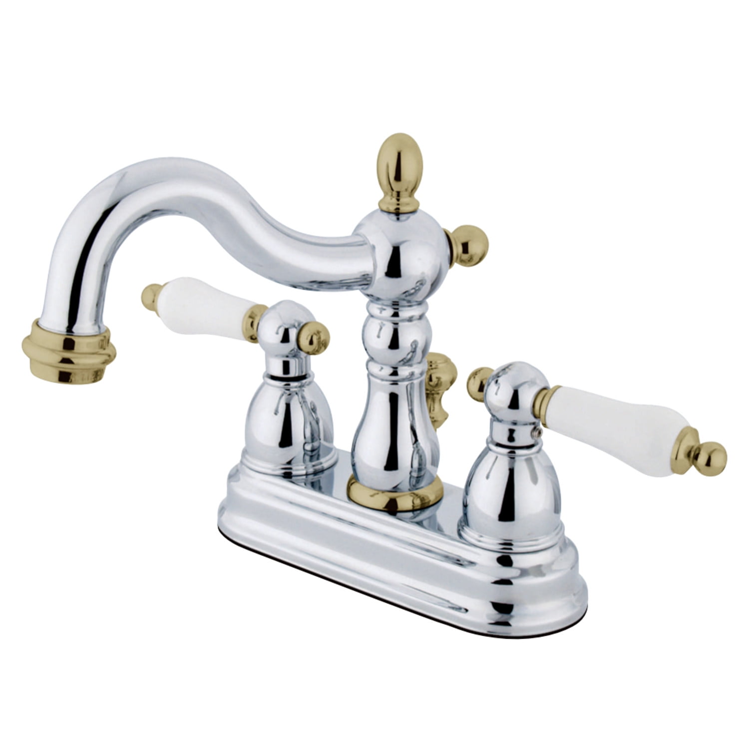 Elegant Heritage Chrome Centerset Bathroom Faucet with Porcelain Lever