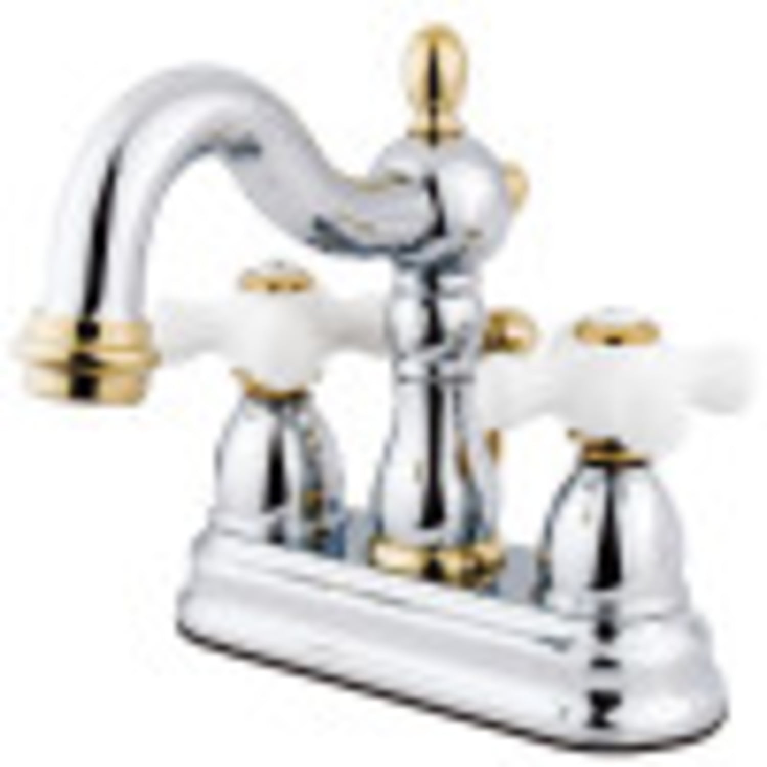 Kingston Brass KB1604PX Heritage 4 in. Centerset Bathroom Faucet, Polished Chrome/Polished Brass
