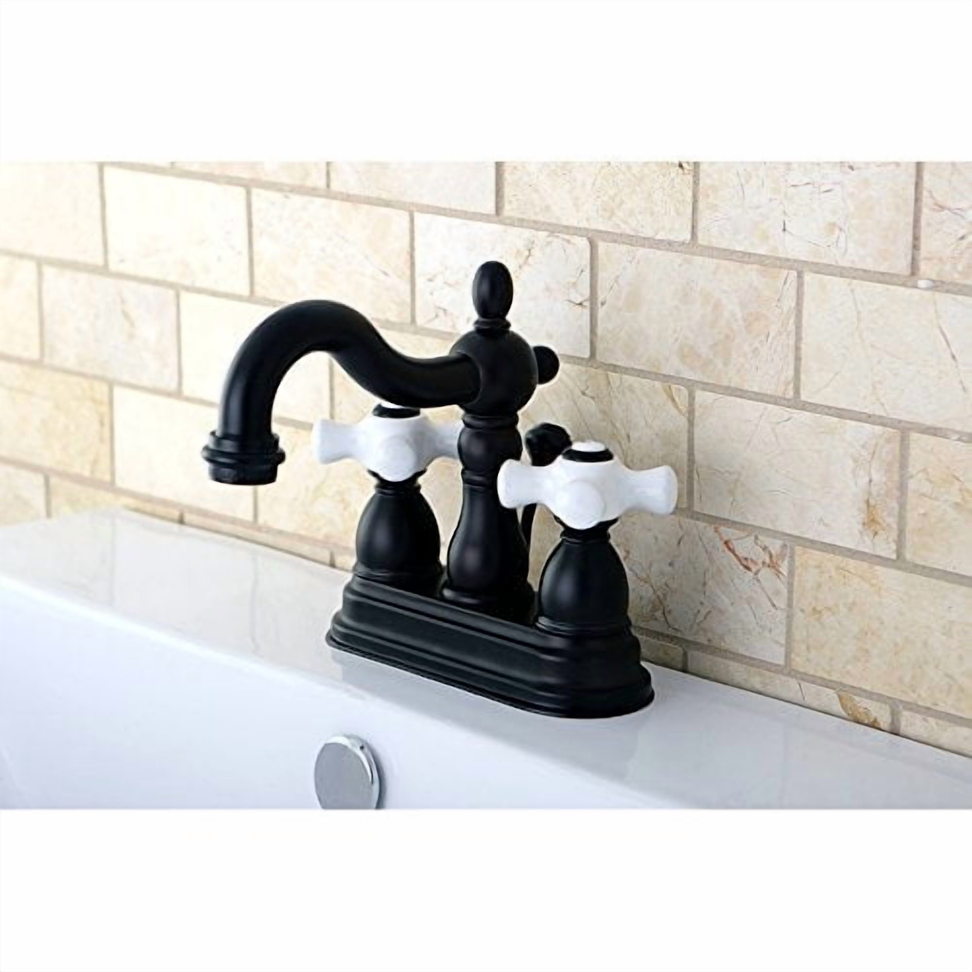 Kingston Brass Heritage Two Handle 4" Centerset Lavatory Faucet with Retail Pop-up