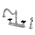 thumbnail image 1 of Kingston KB1751PKXBS Duchess Two-Handle 4-Hole 8" Centerset Kitchen Faucet with Brass Sprayer in Polished Chrome, 1 of 7
