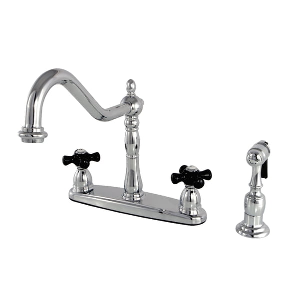 Kingston KB1751PKXBS Duchess Two-Handle 4-Hole 8" Centerset Kitchen Faucet with Brass Sprayer in Polished Chrome