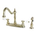 thumbnail image 1 of Kingston KB1752BPLBS Bel-Air Two-Handle 4-Hole 8" Centerset Kitchen Faucet with Brass Sprayer in Polished Brass, 1 of 7