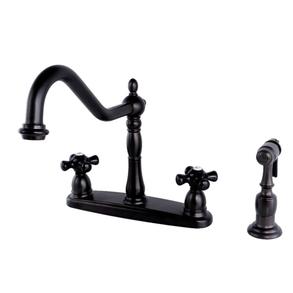 Kingston KB1755PKXBS Duchess Two-Handle 4-Hole 8" Centerset Kitchen Faucet with Brass Sprayer in Oil Rubbed Bronze
