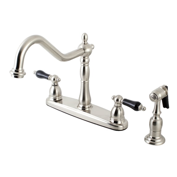 Kingston KB1758PKLBS Duchess Two-Handle 4-Hole 8" Centerset Kitchen Faucet with Brass Sprayer in Brushed Nickel