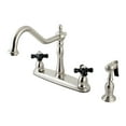 thumbnail image 1 of Kingston KB1758PKXBS Duchess Two-Handle 4-Hole 8" Centerset Kitchen Faucet with Brass Sprayer in Brushed Nickel, 1 of 7