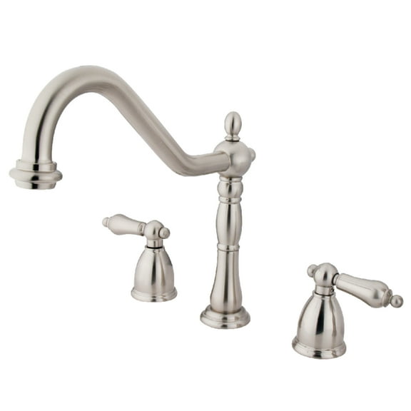 Kingston Brass KB1798ALLS Heritage Double-Handle 3-Hole Widespread Kitchen Faucet in Brushed Nickel