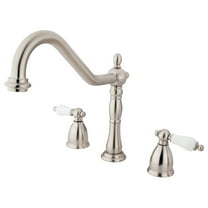 Kingston Brass KB1798PLLS Heritage Double-Handle 3-Hole Widespread Kitchen Faucet in Brushed Nickel