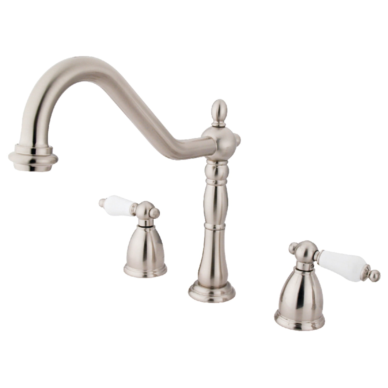 Kingston Brass Küchenarmatur Ohne Sprühgerät – Bronze, Zweigriff, Für 4-Loch Spülbecken, 20,3 Cm Auslauf