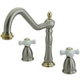 thumbnail image 1 of Kingston Brass KB1799PXLS Widespread Kitchen Faucet, Brushed Nickel/Polished Brass, 1 of 2
