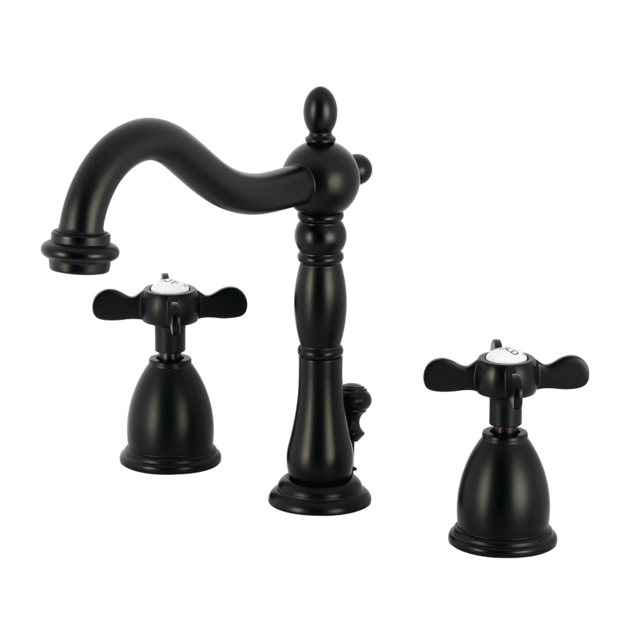 Kingston Brass KB1970BEX Essex Widespread Bathroom Faucet with Brass Pop-Up, Matte Black