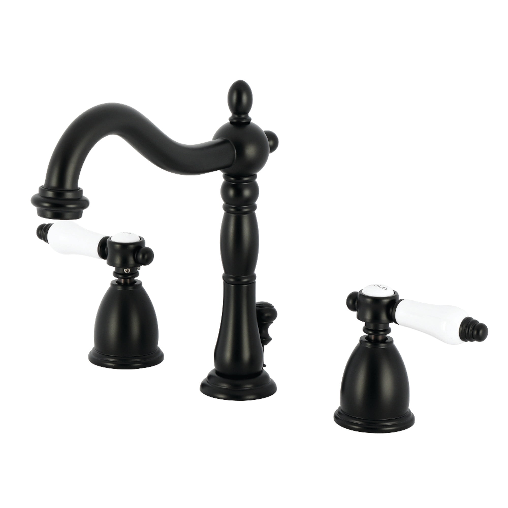Kingston Brass KB1970BPL Bel-Air Widespread Bathroom Faucet with Brass Pop-Up, Matte Black