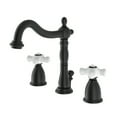 thumbnail image 1 of Kingston Brass KB1970PX Heritage Widespread Bathroom Faucet with Brass Pop-Up, Matte Black, 1 of 2