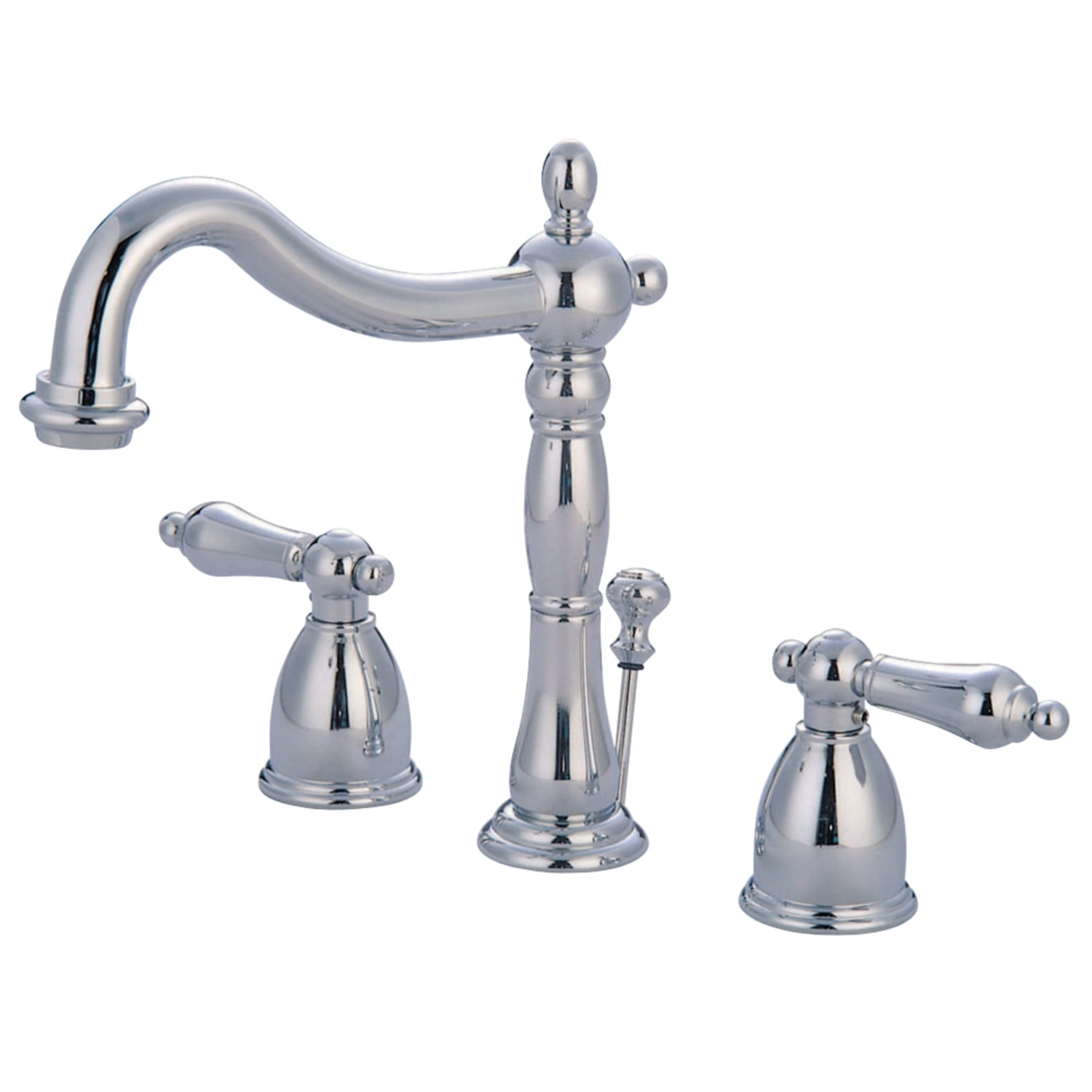 Polished Chrome Traditional Widespread Bathroom Faucet with Drain
