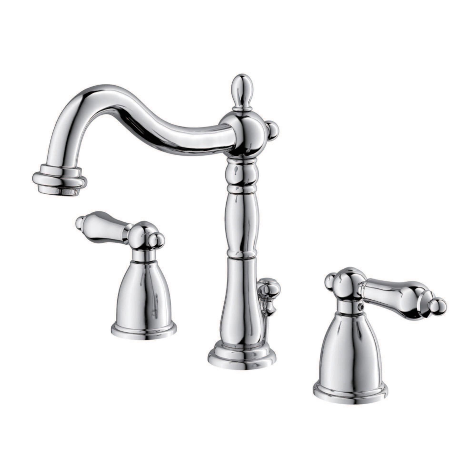 Polished Chrome Traditional Widespread Bathroom Faucet with Drain