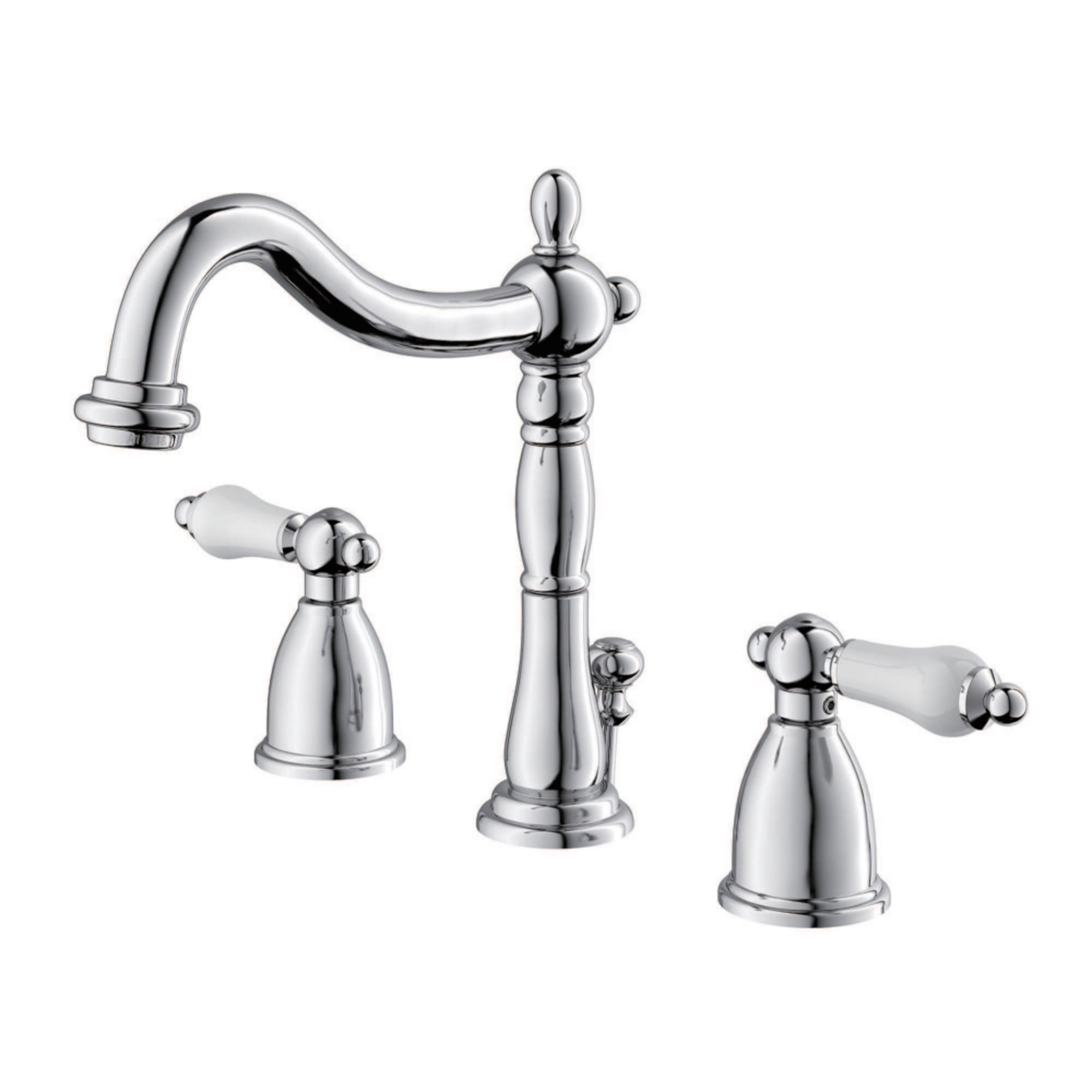 Heritage Polished Chrome Widespread Bathroom Faucet with Porcelain Lever