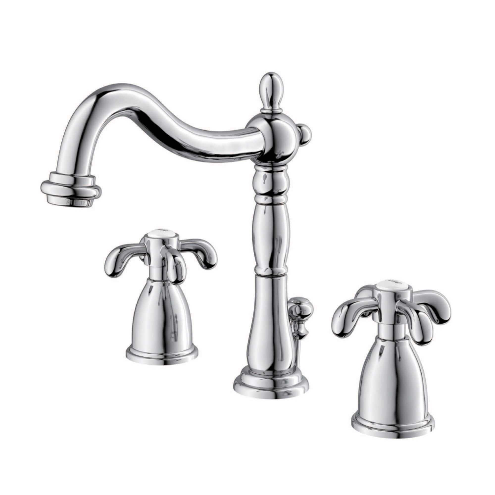 French Country Polished Chrome 8" Widespread Bathroom Faucet