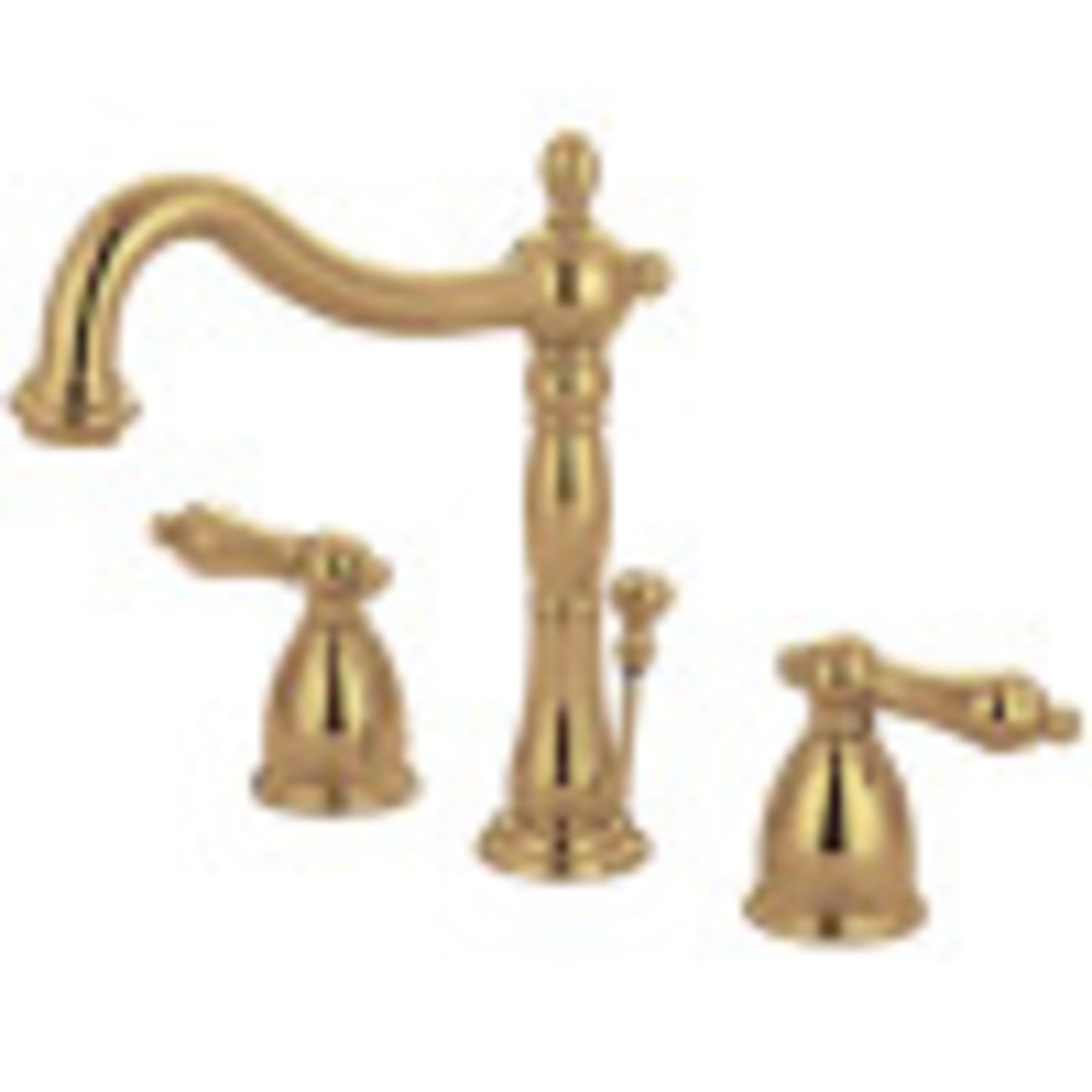 Polished Brass Traditional Widespread Bathroom Faucet with Drain