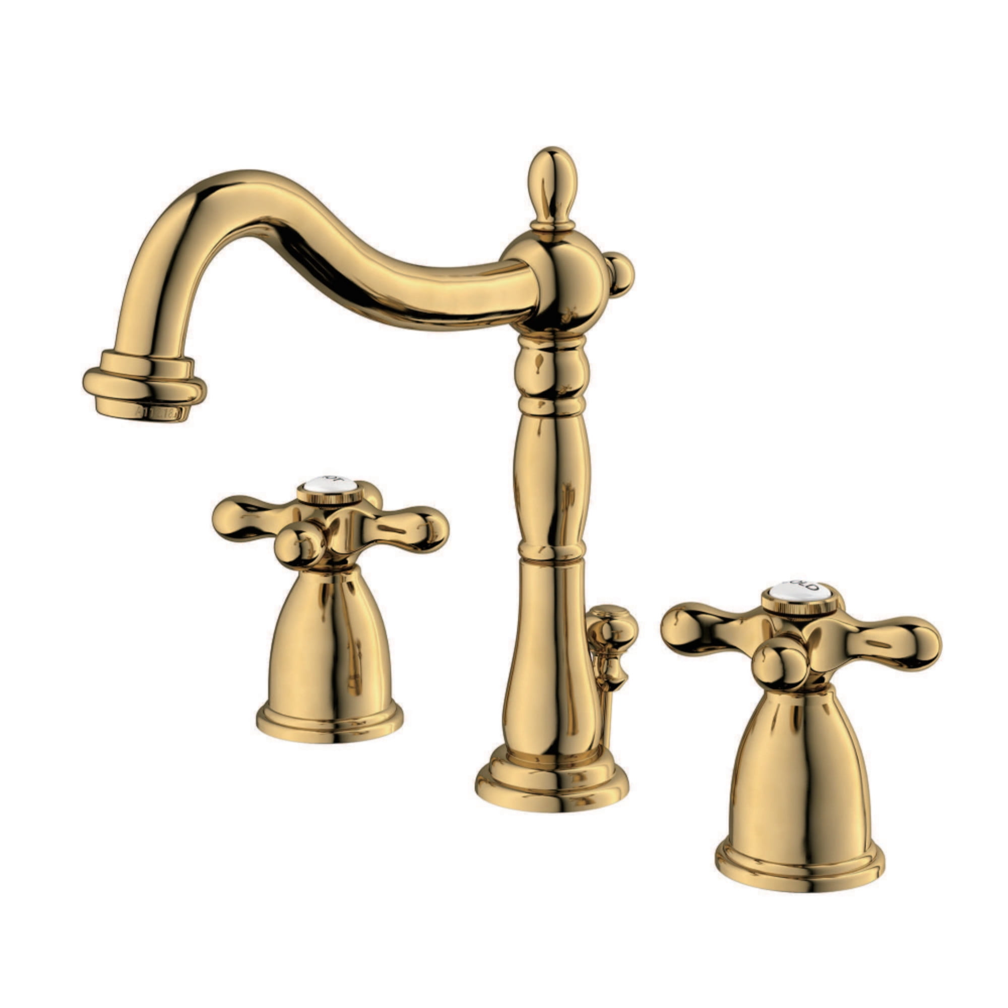 Polished Brass Traditional Widespread Bathroom Faucet with Drain