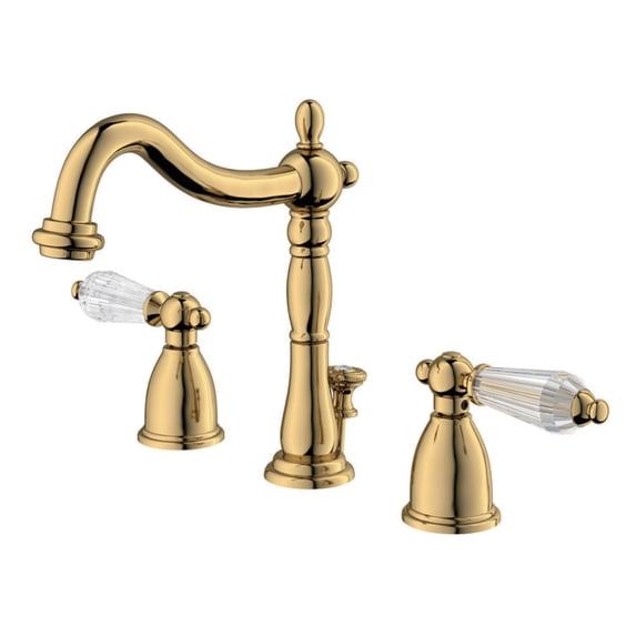 Kingston Brass KB1972WLL Wilshire Widespread Bathroom Faucet with Brass Pop-Up, Polished Brass