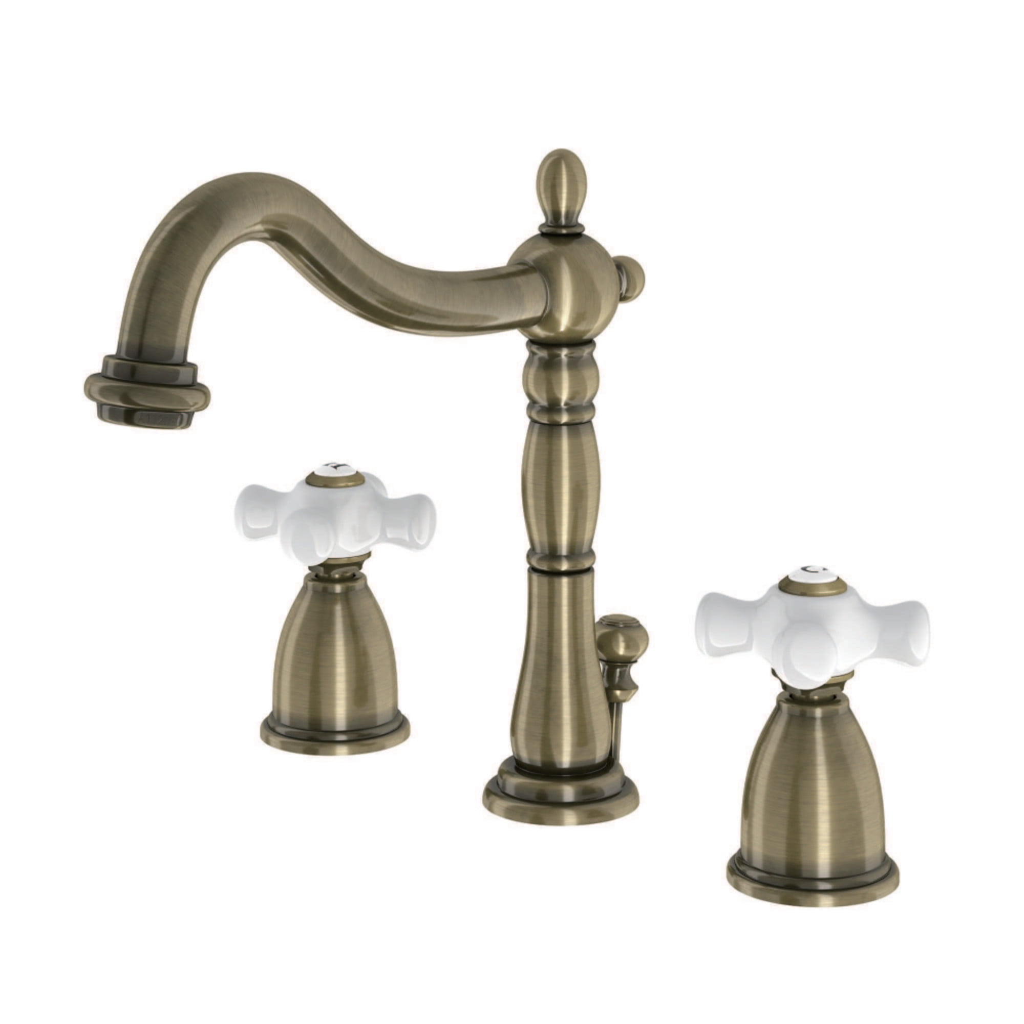 Kingston Brass KB1973PX 8 in. Widespread Mounted Bathroom Faucet, Antique Brass