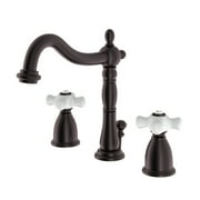 Kingston Brass KB1975PX Heritage Widespread Bathroom Faucet with Plastic Pop-Up, Oil Rubbed Bronze