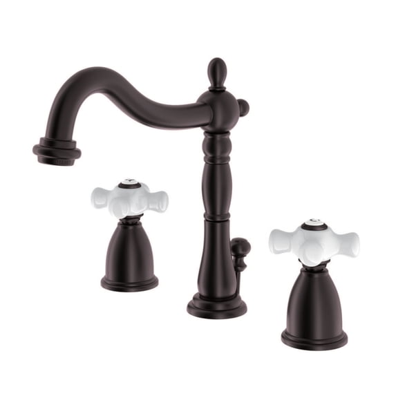 Kingston Brass KB1975PX Heritage Widespread Bathroom Faucet with Plastic Pop-Up, Oil Rubbed Bronze