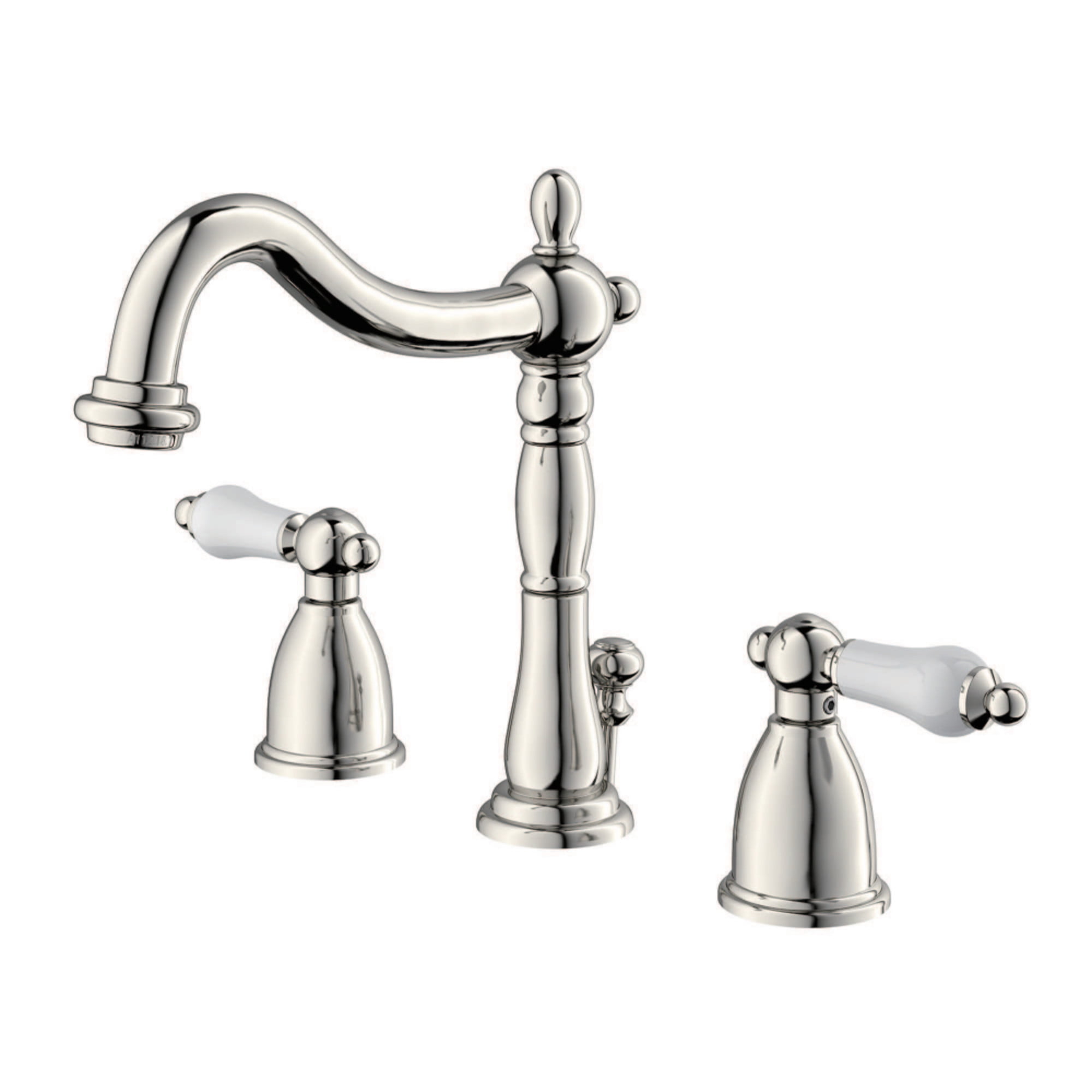 Heritage Polished Nickel Widespread Bathroom Faucet with Brass Pop-Up