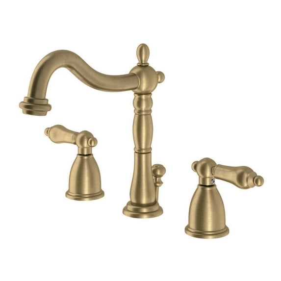 Kingston Brass KB1977AL Heritage Widespread Bathroom Faucet with Brass Pop-Up, Brushed Brass