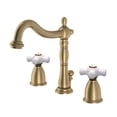 thumbnail image 1 of Kingston Brass KB1977PX Heritage Widespread Bathroom Faucet with Brass Pop-Up, Brushed Brass, 1 of 5