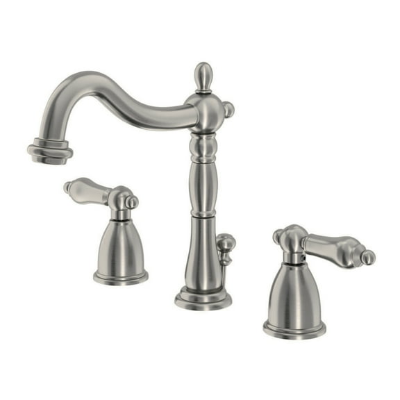 Kingston Brass KB1978AL Heritage Widespread Bathroom Faucet with Plastic Pop-Up, Brushed Nickel