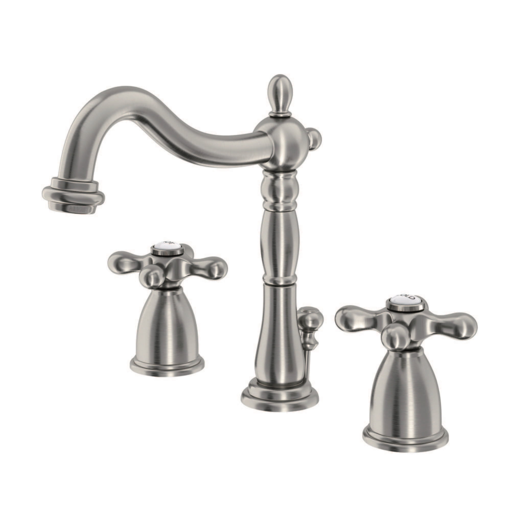 Kingston Brass KB1978AX Heritage Widespread Bathroom Faucet with Plastic Pop-Up, Brushed Nickel
