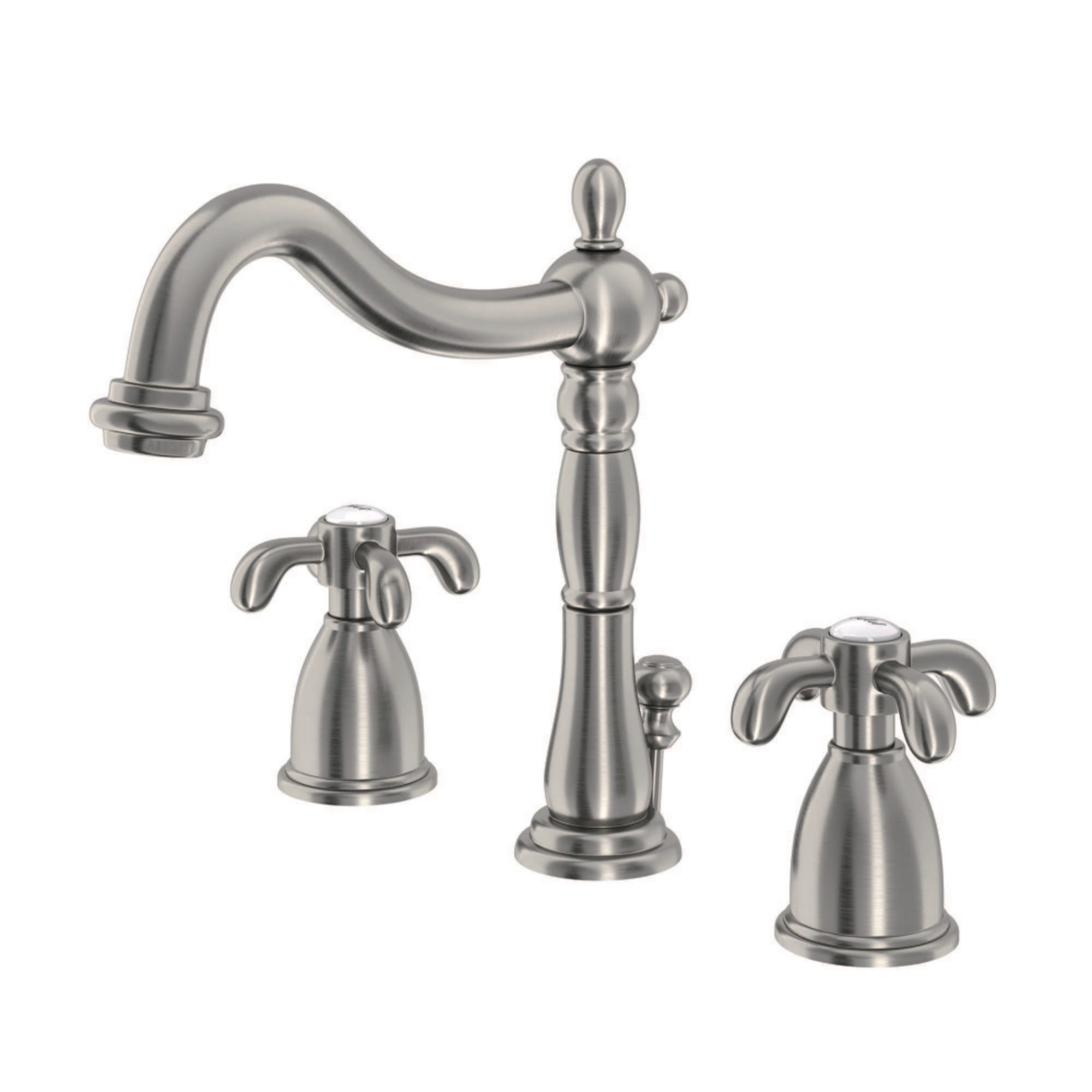 Brushed Nickel Traditional Widespread Bathroom Faucet with Drain