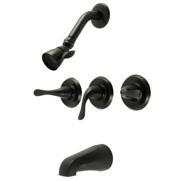 Kingston Brass KB2230YL Yosemite Three-Handle Tub and Shower Faucet, Matte Black