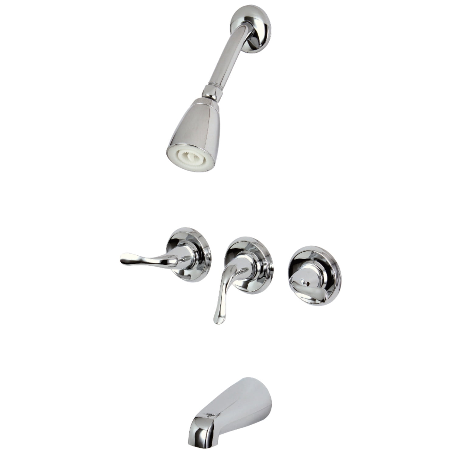 Polished Chrome Triple-Handle Tub and Shower Faucet Set