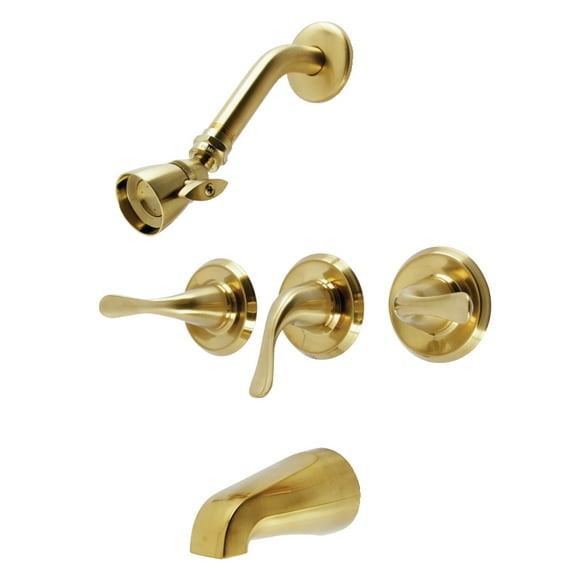 Kingston Brass KB2237YL Yosemite Three-Handle Tub and Shower Faucet, Brushed Brass