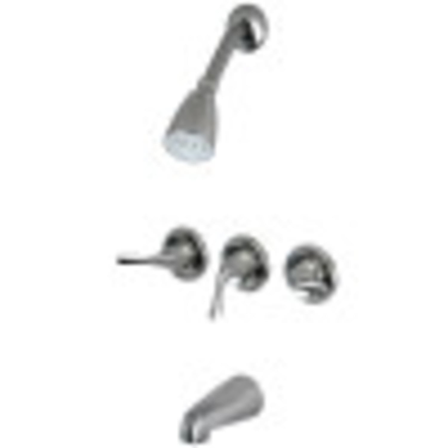 Brushed Nickel Triple-Handle Tub and Shower Faucet Set