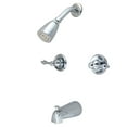 thumbnail image 1 of Kingston Brass KB241AL Magellan Twin Handle Tub & Shower Faucet With Decor Lever Handle, Polished Chrome, 1 of 7