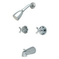 thumbnail image 1 of Kingston Brass KB241AX Victorian Twin Handle Tub & Shower Faucet With Decor Cross Handle, Polished Chrome, 1 of 2