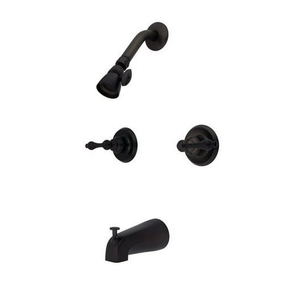 Kingston Brass KB245AL Victorian Twin Handle Tub & Shower Faucet With Decor Lever Handle, Oil Rubbed Bronze