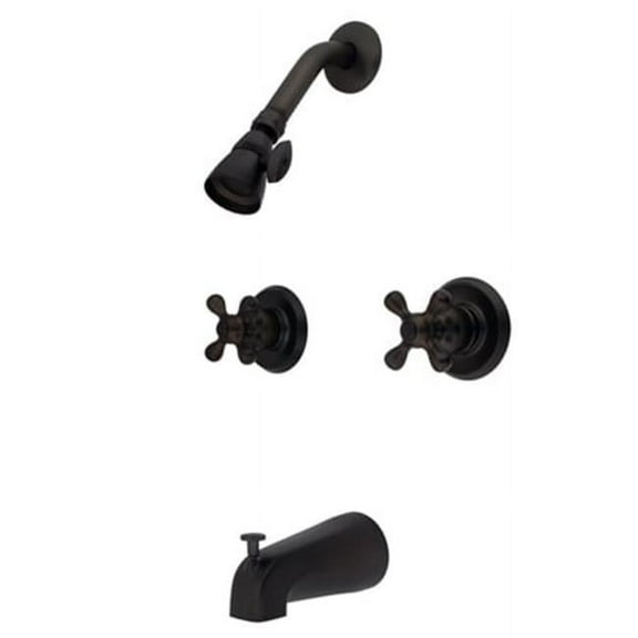Kingston Brass KB245AX Victorian Twin Handle Tub & Shower Faucet With Decor Cross Handle, Oil Rubbed Bronze