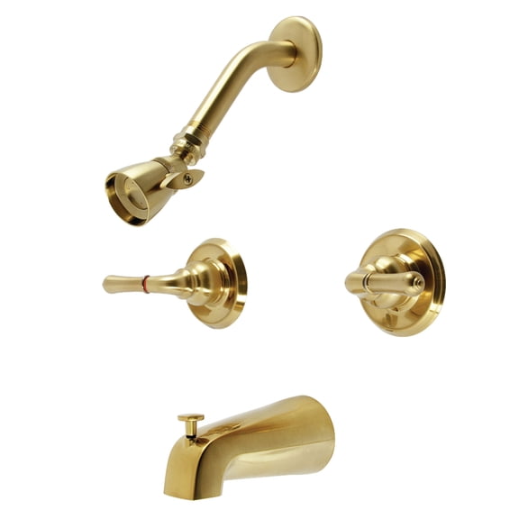 Kingston Brass KB247 Magellan Two-Handle Tub and Shower Faucet, Brushed Brass