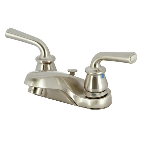 Kingston Brass KB258RXLB Restoration 4-Inch Centerset Bathroom Faucet with Brass Pop-Up, Brushed Nickel