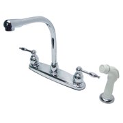 Kingston KB2751KL Knight Two-Handle 4-Hole 8 Centerset Kitchen Faucet with Side Sprayer in Polished Chrome