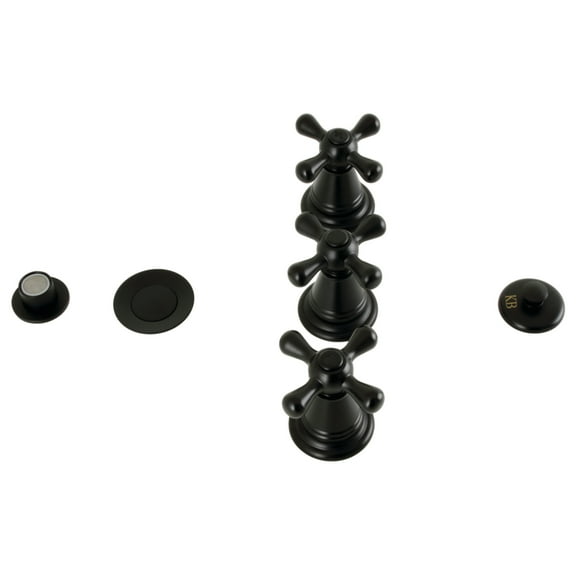 Kingston Brass KB320AX Victorian Three-Handle Bidet Faucet with Brass Pop-Up, Matte Black