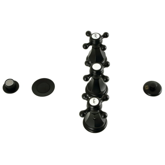 Kingston Brass KB320BX Metropolitan Three-Handle Bidet Faucet with Brass Pop-Up, Matte Black