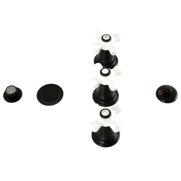 Kingston Brass KB320PX Victorian Three-Handle Bidet Faucet with Brass Pop-Up, Matte Black