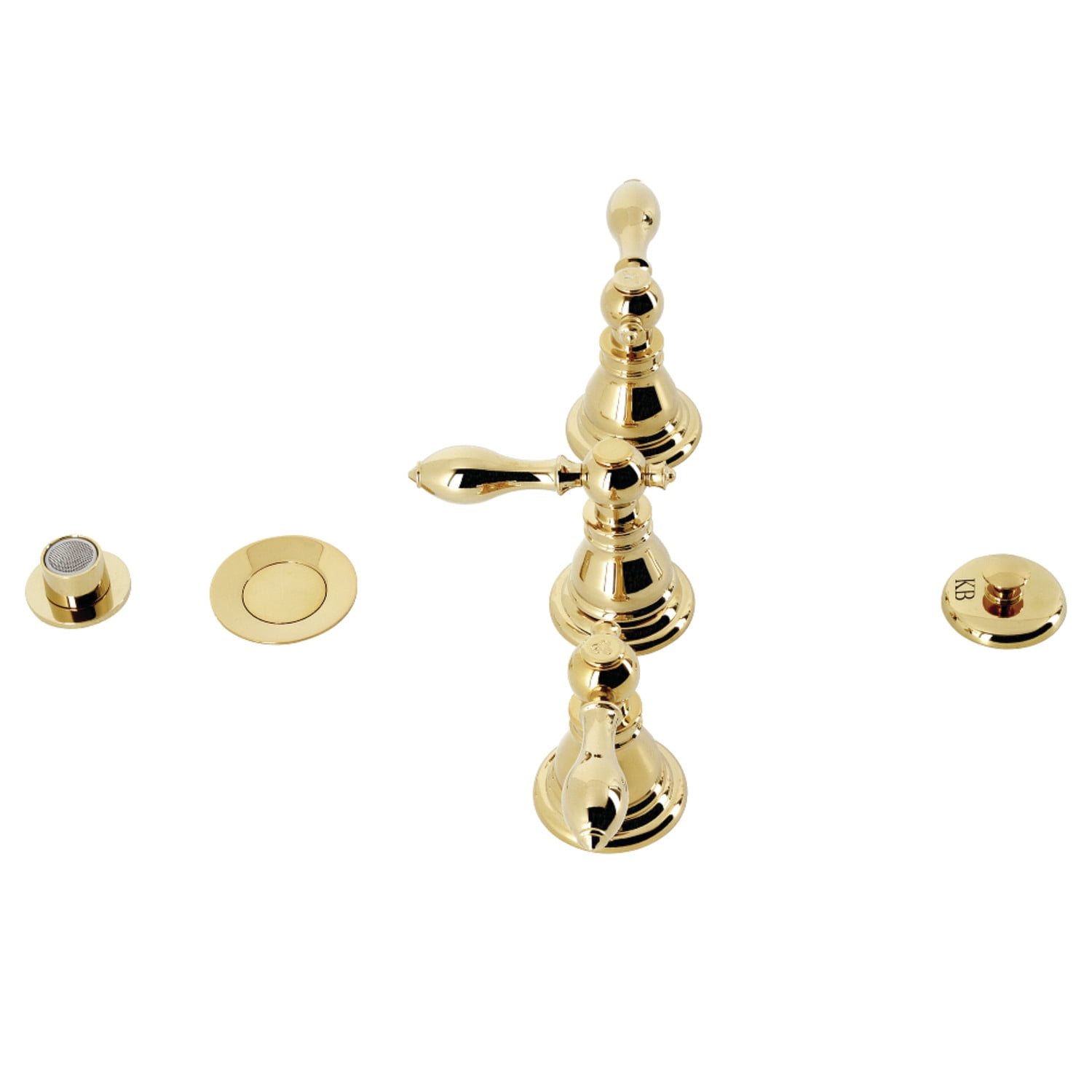 Kingston Brass KB322ACL American Classic Three-Handle Bidet Faucet, Polished Brass