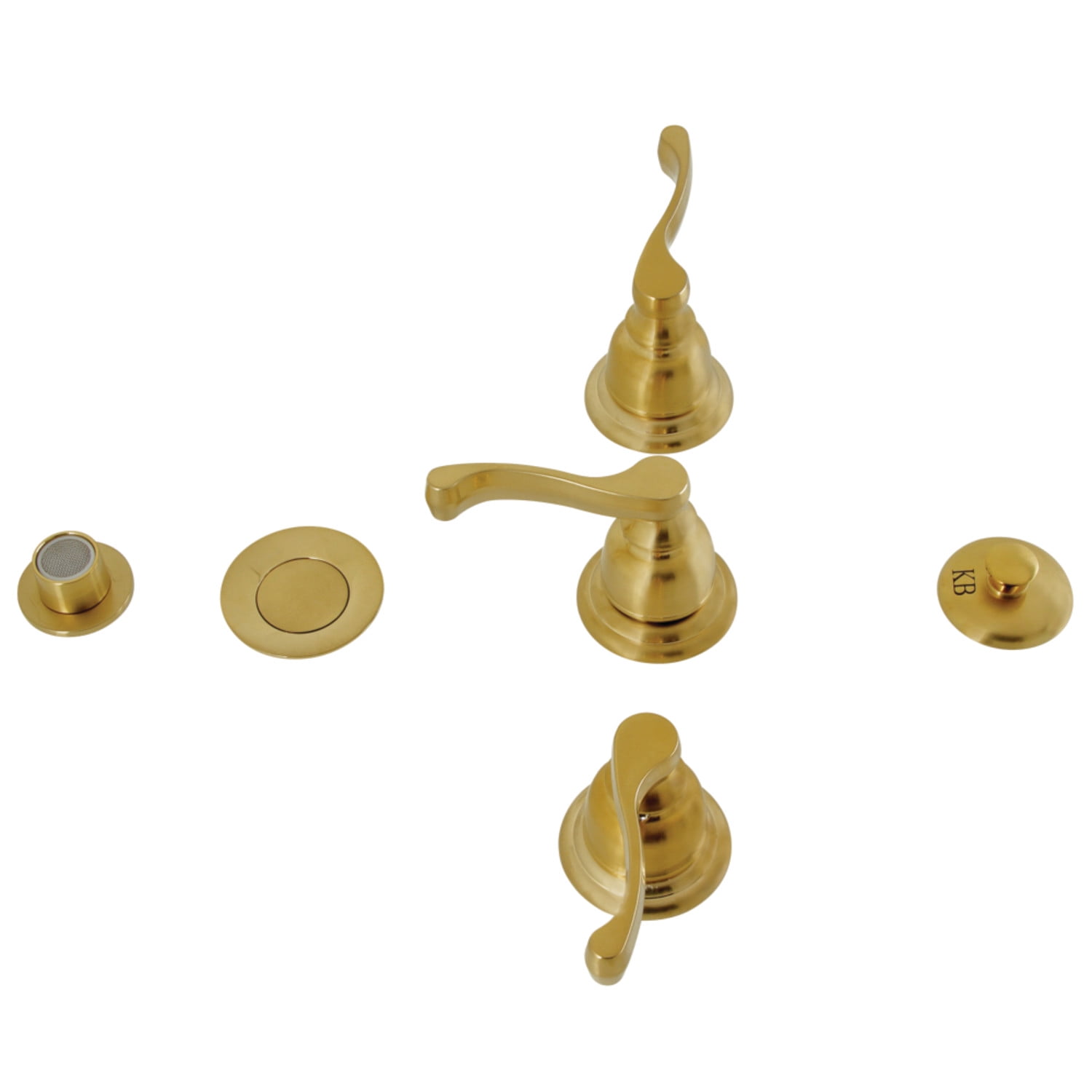 Royale Brushed Brass Three-Handle Bidet Faucet with Pop-Up Drain